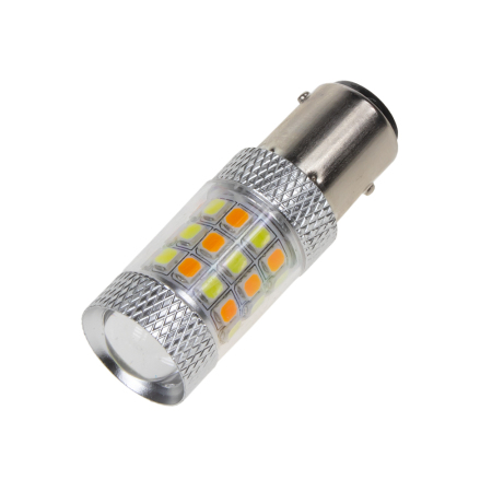 LED BAY15d (dvouvlákno) bílá/oranžová, 12V, 42LED/2835SMD