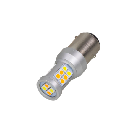 LED BAY15d (dvouvlákno) bílá/oranžová, 12-24V, 22LED/5630SMD