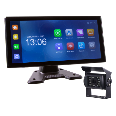 Set monitor 10,36" 4x 4PIN s Apple CarPlay, Android auto, Bluetooth, DVR, + kamera + 15m kabel